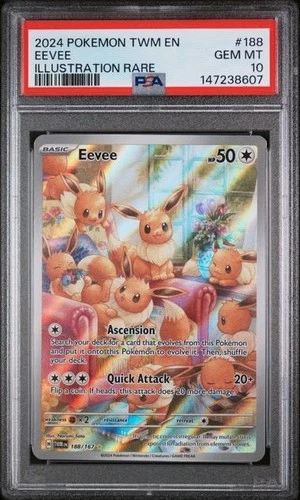 PSA 10 2024 POKEMON TWM EN-TWILIGHT MASQUERADE ILLUSTRATION RARE #188 EEVEE