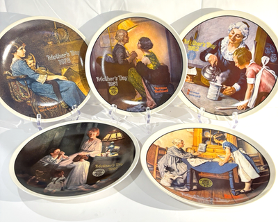 #ad Vintage Norman Rockwell Mother#x27;s Day Collector Plates Set Of 5 By Knowles $52.95
