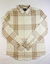 Ben Sherman Shirt Mens M Beige Plaid Long Sleeve Button Down Casual 99 NEW