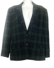 Vintage Pendleton Virgin Wool Tartan Plaid Two Buttons Women's Blazer 14 EUC