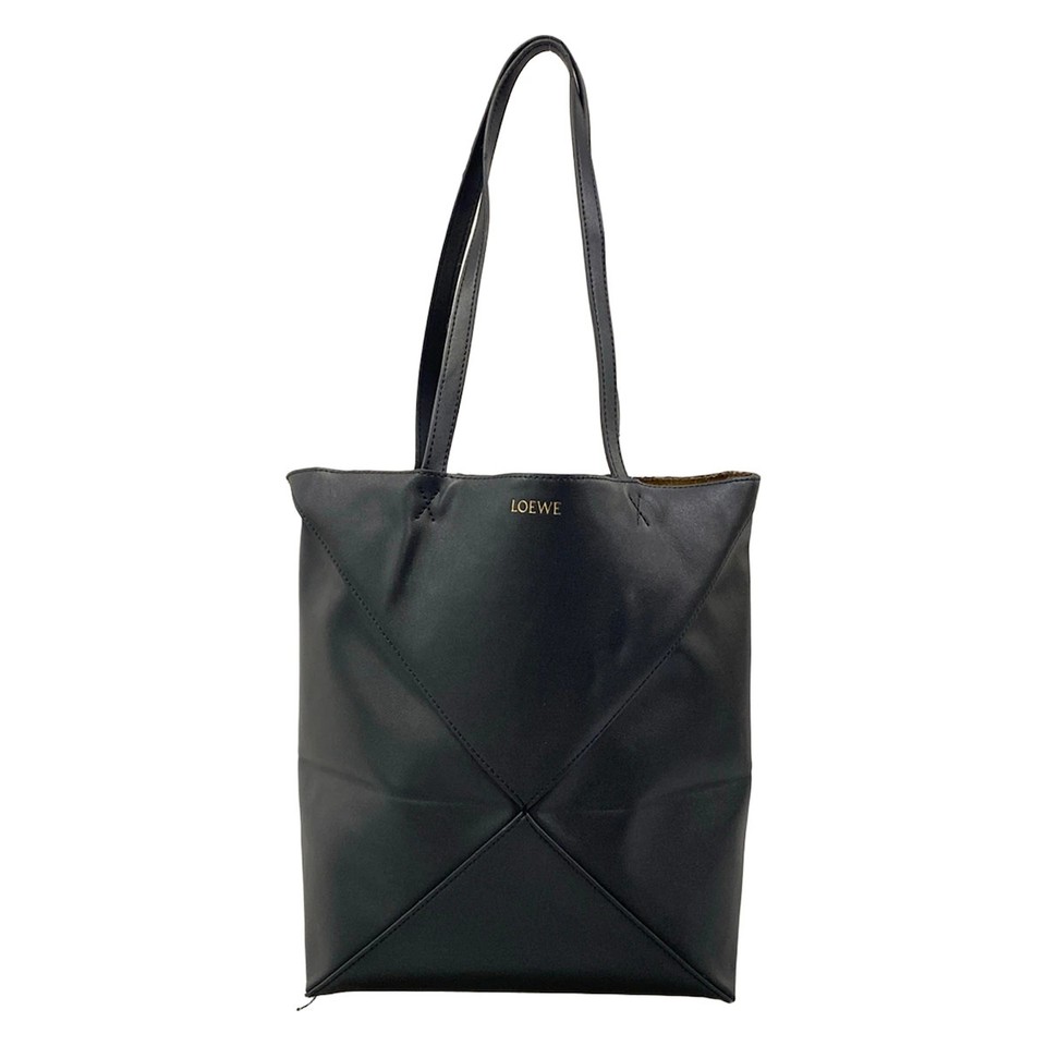 LOEWE Puzzle Fold Black shiny calf Tote Bag