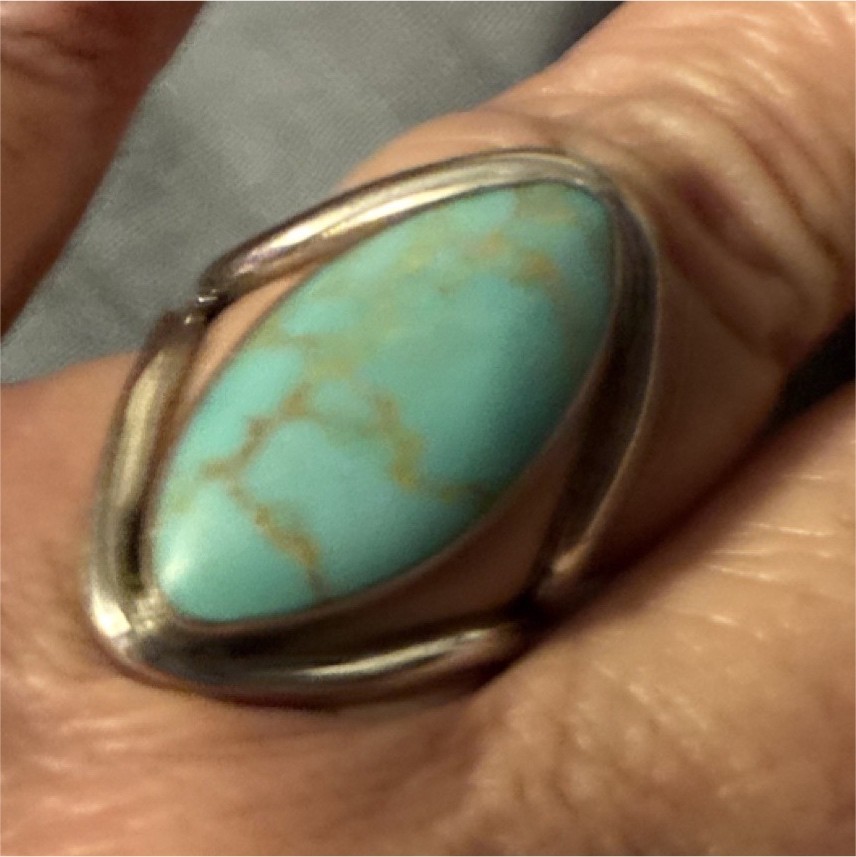 Handcrafted Silver Statement Ring with Oval Turqu… - image 1