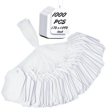 1000 PCS Pre-Strung Price Tags with String, White Paper Label