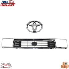 New Chrome Grille Assembly And Oem Emblem Set 2pc For 1992-1995 Toyota 4runner