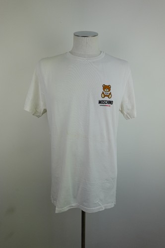 Moschino, Moschino Underbear Men T-Shirt M White Cotton Vintage Short Sleeve Logo