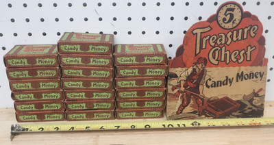 Vintage TREASURE CHEST CANDY MONEY Unopened NOS Howard Stark 1950 s Lot of 19 US
