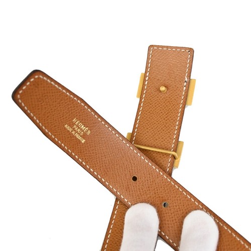 Cinturón HERMES H Logo Constance Hebilla Reversible Cuero Negro Marrón 82RF277 - Imagen 7 de 11