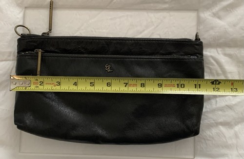 Elliott Lucca Black Leather Crossbody Clutch Bag with Removable Strap (missing) - Picture 13 of 14