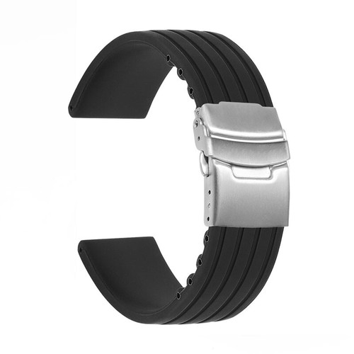 18 20 22 24 mm pulsera silicona goma reloj correa cierre de despliegue - Imagen 11 de 46