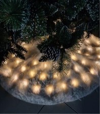 Pelliccia Bianca Tappeto copri piede albero di Natale D90 con 40LED bianco caldo