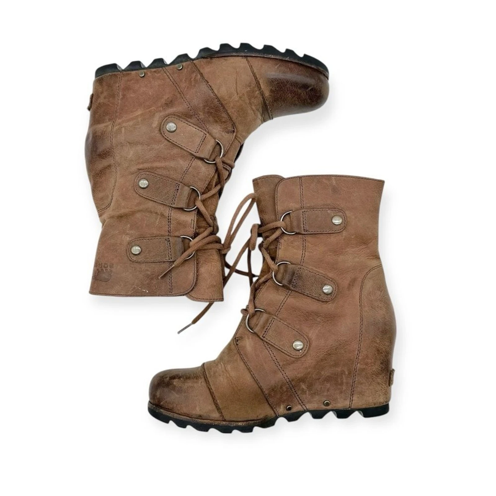 sorel joan of arctic waterproof leather wedge lace-up boots