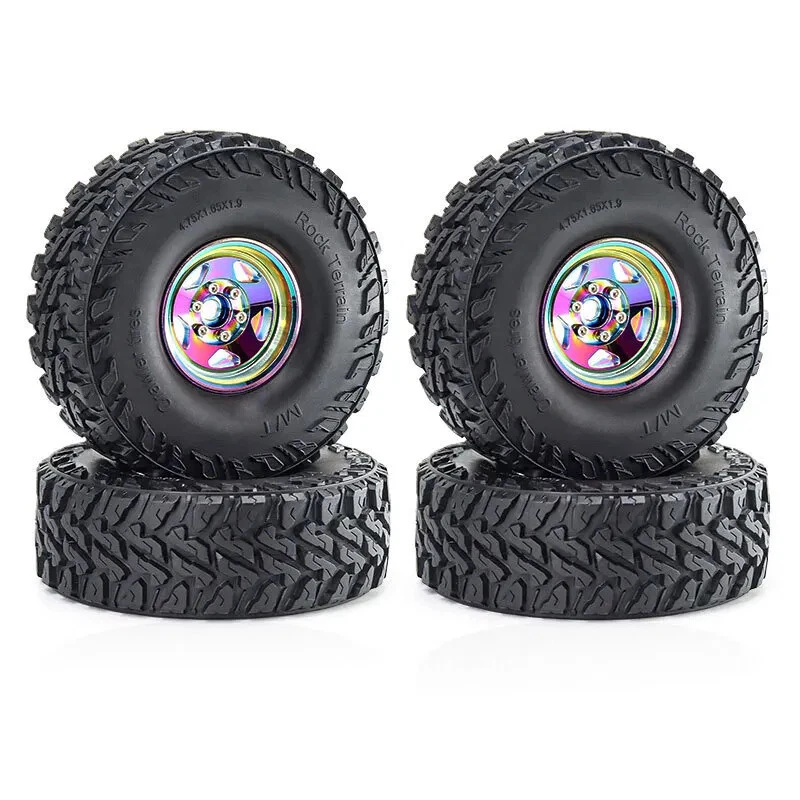 Juego de llantas de goma Beadlock de 1,9" para coche sobre orugas de radiocontrol Traxxas TRX4 D90 Foto 3 de 4