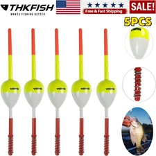 5Pcs Fishing Floats Bobbers Wood Floats Spring Slip Bobbers Oval Stick Float Set