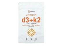 Micro Ingredients, Vitamin D3 + K2, 300 Softgels, 2 in 1 Formula