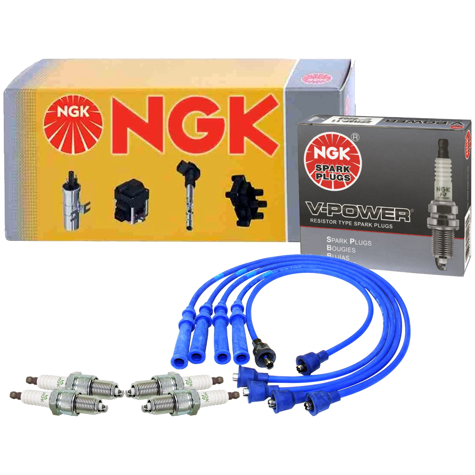 NGK Wire  4 V-Power Spark Plugs Kit For Geo Tracker Suzuki Sidekick 1.6 L4