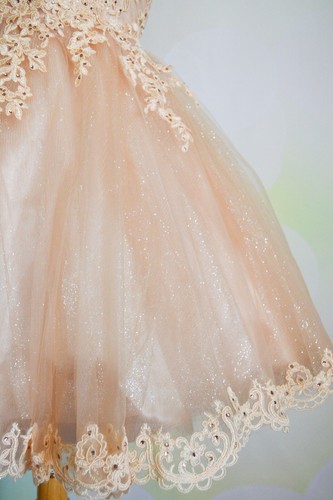 Nude Short PROM 2025 EVENING PAGEANT FORMAL BALL GALA DRESS WEDDING GOWN M 6/8 - Picture 9 of 12
