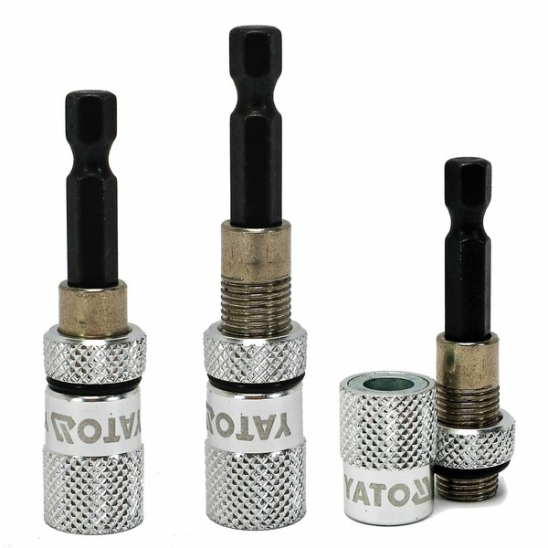"3X Bithalter Bits Magnetisch Tiefeneinstellung Spezial Trockenbau 1/4\" Rigips"-image