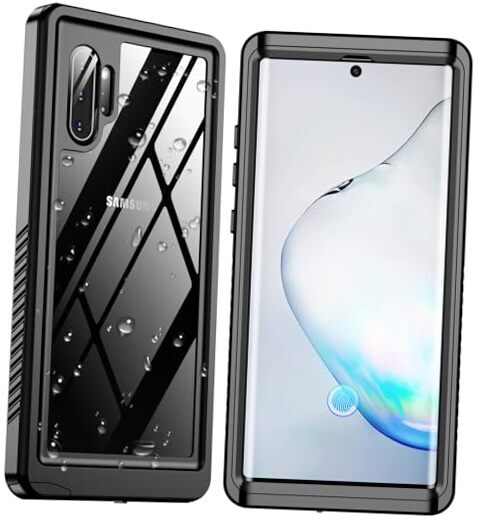 for Samsung Galaxy Note 10+ Plus Case Waterproof, [12FT Military-Grade Black
