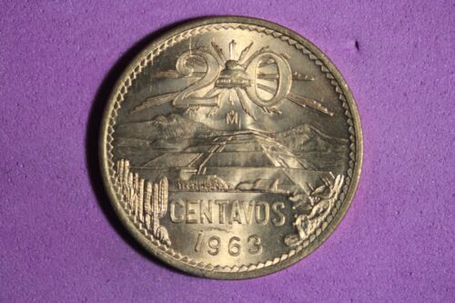 1963 Mo Mexico 20 Centavos Brass Coin #M23054
