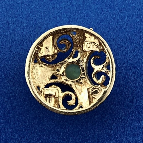 Vintage 10K Yellow Gold Opal Cabochon Heart Scroll OpenWork Slide Bracelet Charm - Picture 8 of 9