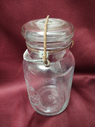 Vtg Chef Clear Glass Quart Canning Jar Berdan Co Glass Lid Wire Bale closure - 第 6/9 張圖片