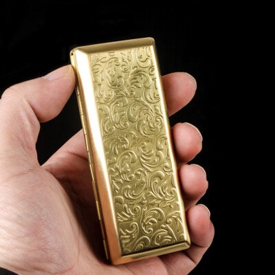 Vintage Copper Double-Sided Cigarette Case for Women Holder Metal 14s