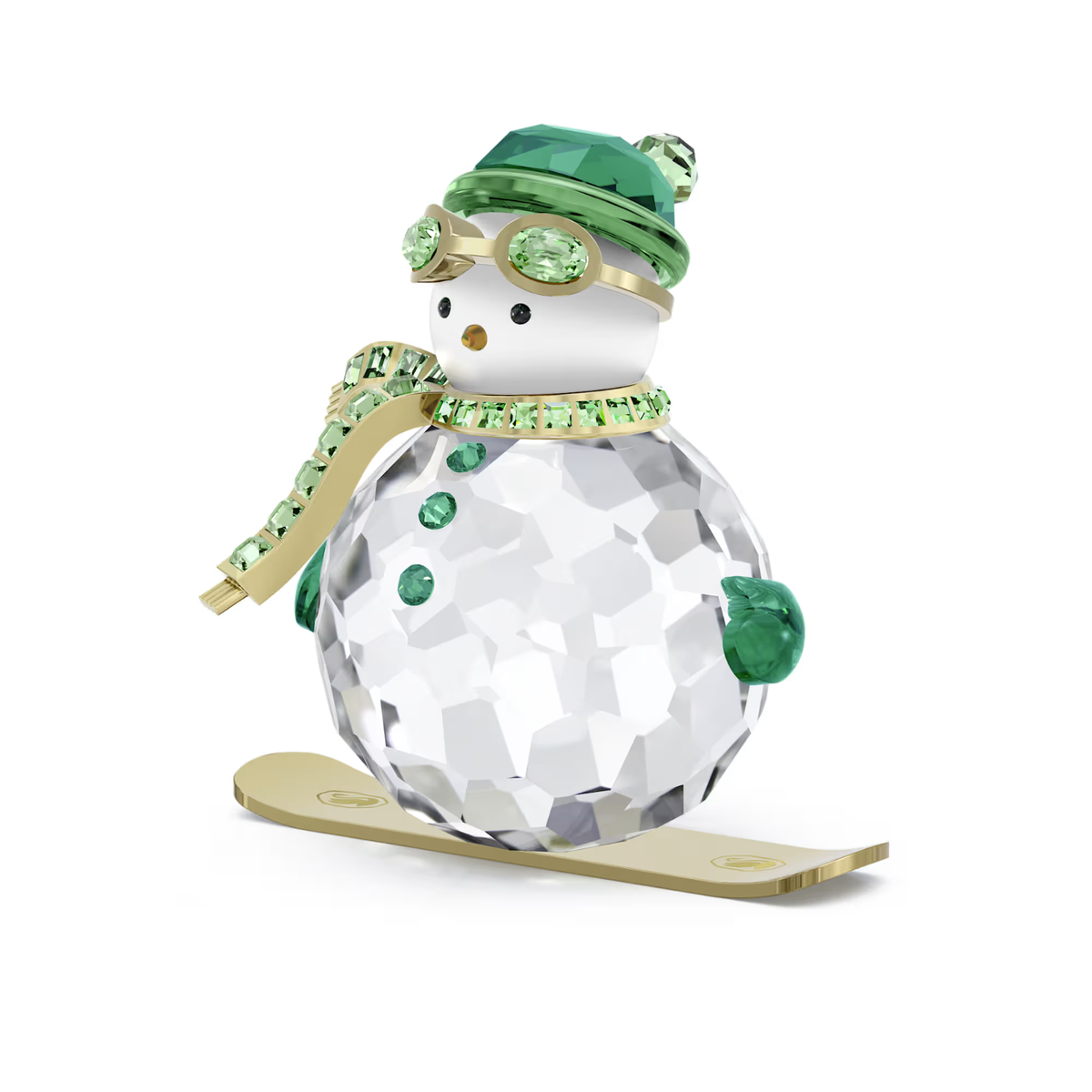 Swarovski Crystal HOLIDAY CHEERS Dulcis Snowman Green Figurine