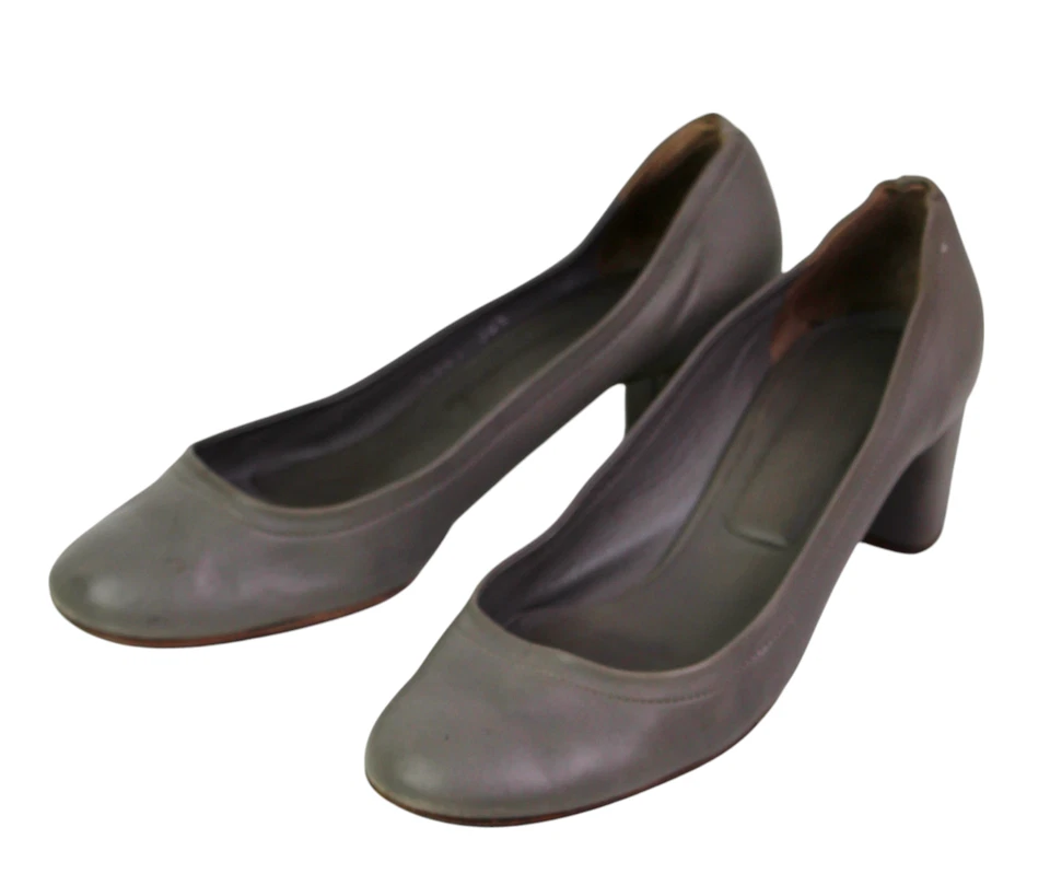 ZAPATOS DE SALÓN CLÁSICOS DE TACÓN MEDIO DE CUERO GENUINO GRIS ITALIA Roberto Del Carlo Talla 38.5 Foto 2 de 4