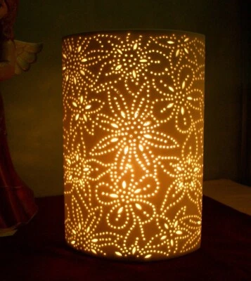 Gilde Porzellan Lampe Blumendesign 28 cm Fensterlampe Tischleuchte 33116 - Bild 1 von 4