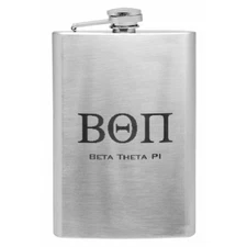 8 oz Custom Laser Engraved College Fraternity Hip Flask