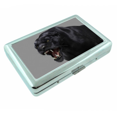 Black Panther D2 Silver Metal Cigarette Case RFID Protection Wallet