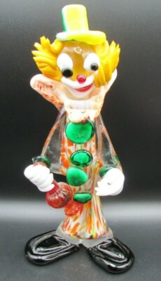 Vintage 60er Jahre Murano Glas Clown hält Wein Trinkflasche 24cm hoch schwer