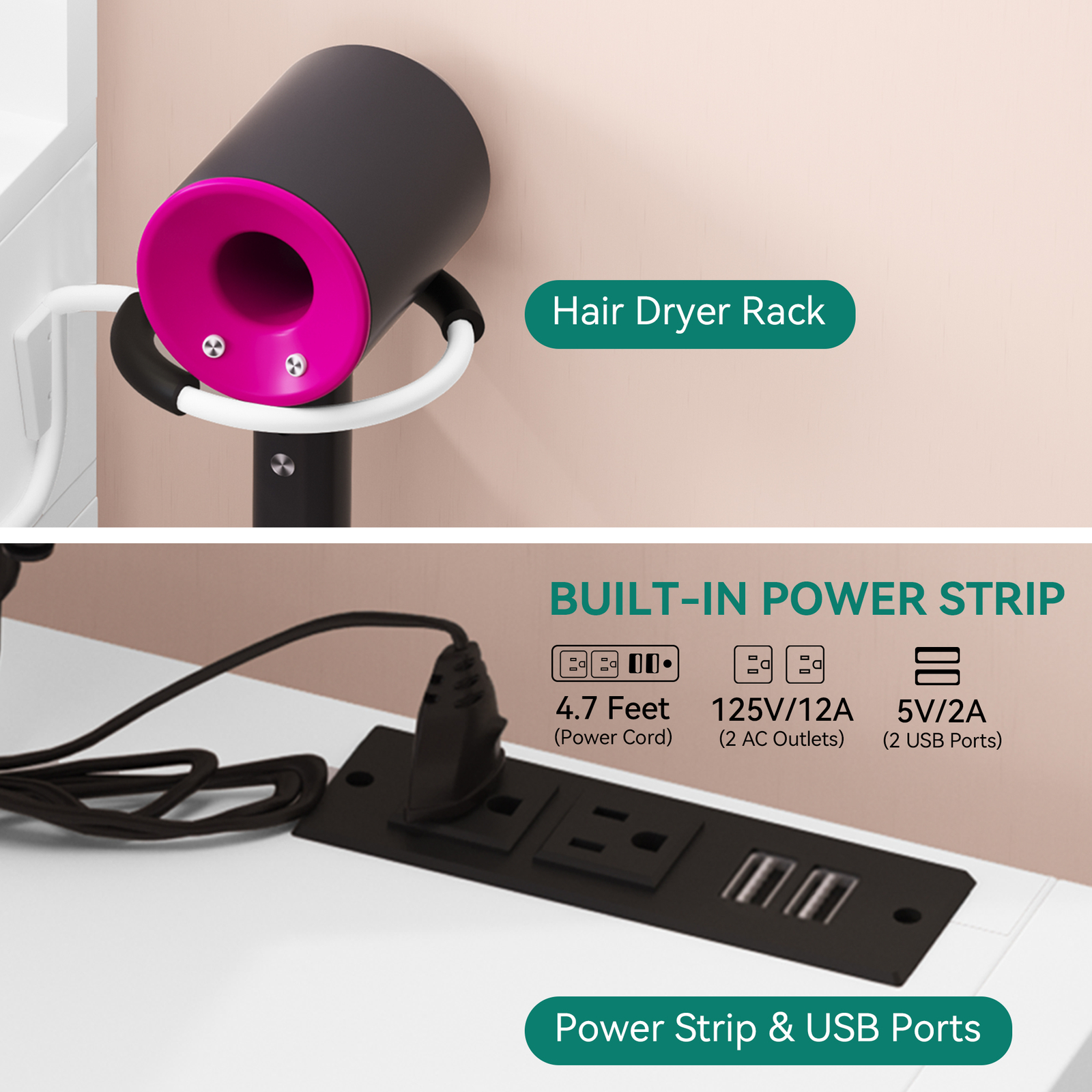 Makeup Vanity Set with Mirror, Drawers, 41.2-inch, Lighting in 3 Colors  (White)