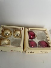 Christmas by Krebs glass ornaments 3 gold & 3 burgundy red Made in USA