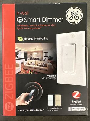 GE ZIGBEE In-Wall Smart DIMMER Energy Monitoring - White Lt Almond OPEN BOX!