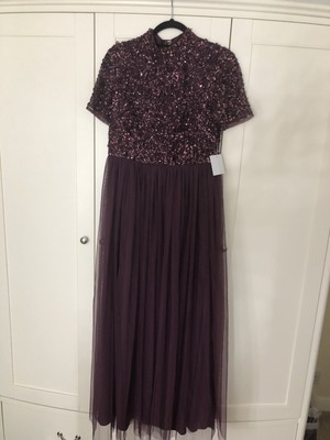 maya high neck midi tulle dress