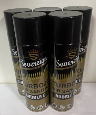 5 x SOVEREIGN BUBBLE GUM TURBOJET LUFTDESINFEKTIONSMITTEL AUTO HEIMBÜRO ERFRISCHER SPRAY
