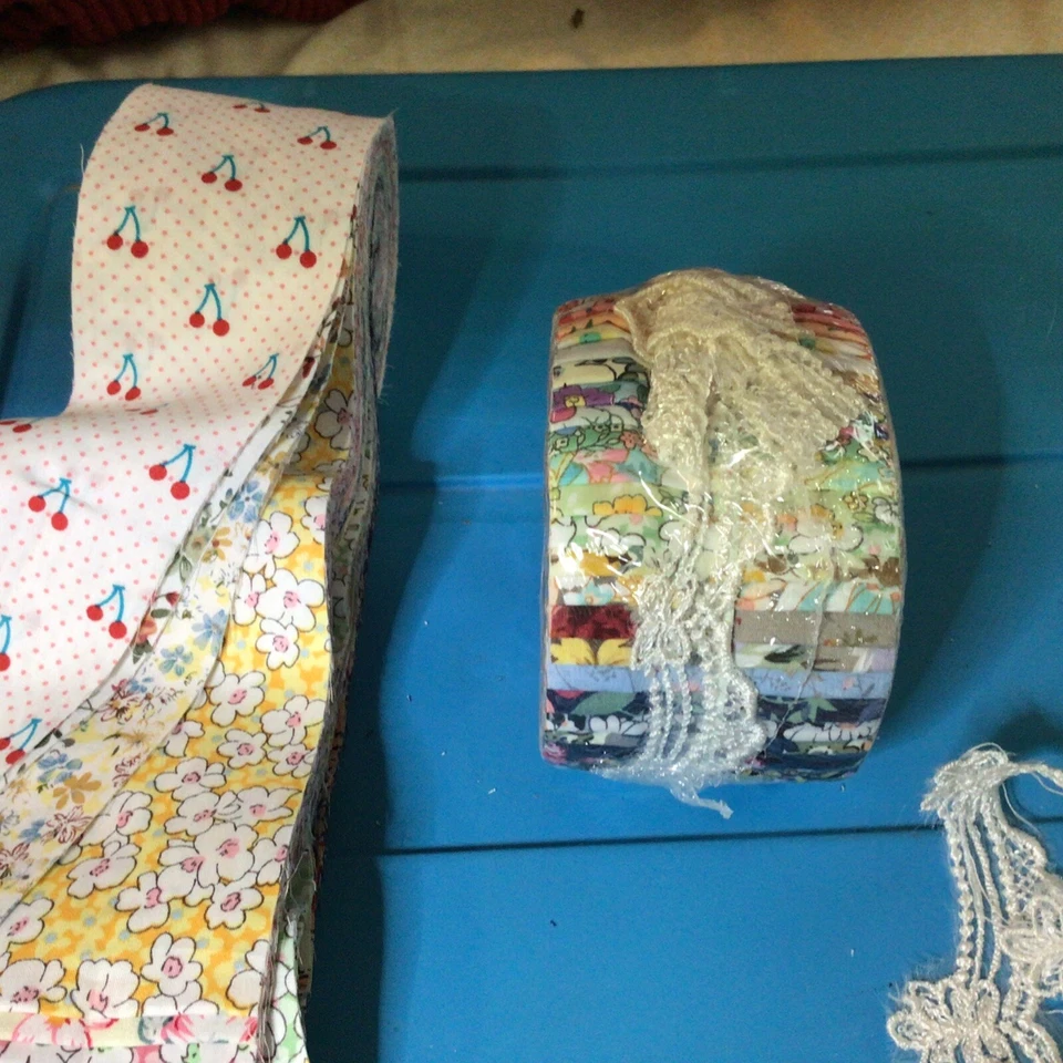 Tiras de acolchado de tela de algodón enrollables, tela de rollo de gelatina, tela artesanal de algodón Bu Foto 3 de 4