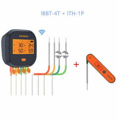 INKBIRD 2.4G WLAN Digital Grillthermometer IBBQ-4T + Handheld Thermometer IHT-1P
