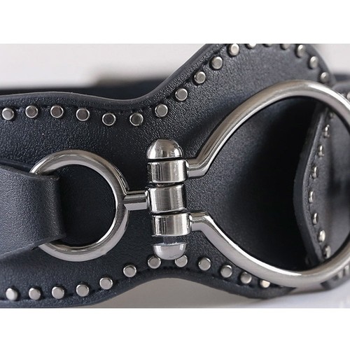 Cintura donna punk rivetto fibbia elastica elastico in vita corsetto vita larga metallo - Foto 6 di 10