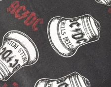 AC/DC Hells Bells - Black Background 100% Cotton - RETIRED By the Yard