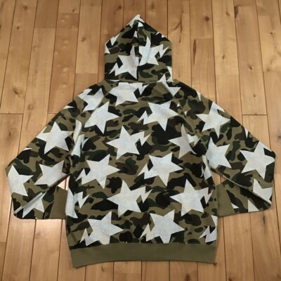 BAPE Sta full zip hoodie 1st camo green a bathing ape star Size M