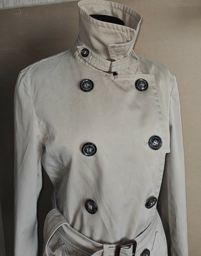 Max Mara Weekend Womens Double Breasted Beige Tan Belted Trench Coat Size US 8 - Picture 4 of 10