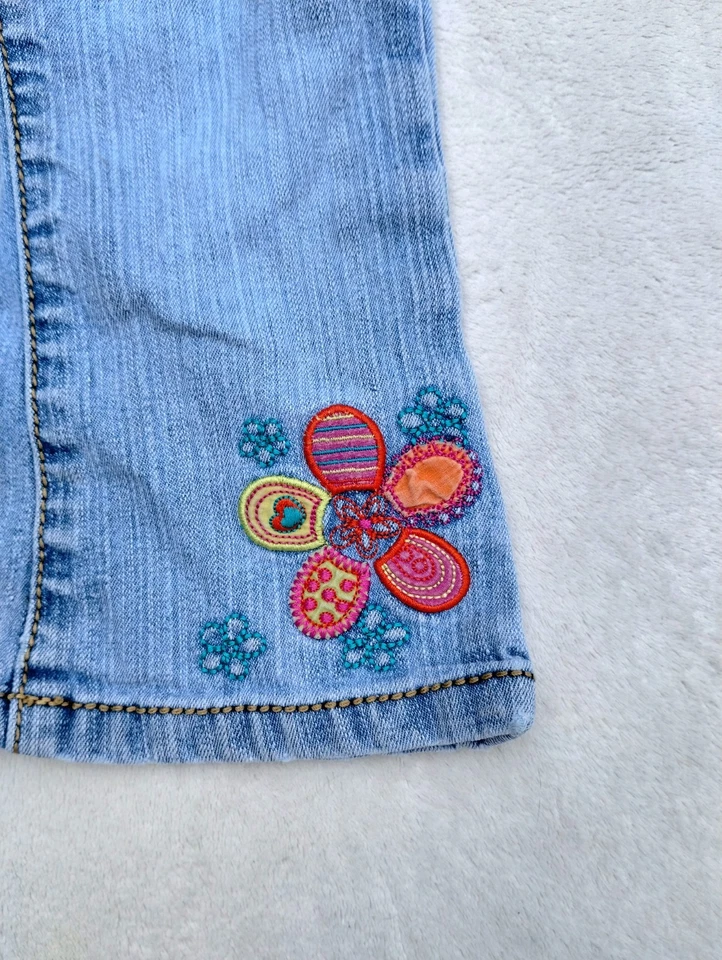 Pantalones de mezclilla bordados acampanados ajustables vintage Y2K para niñas pequeñas talla 18 Mos Foto 2 de 4
