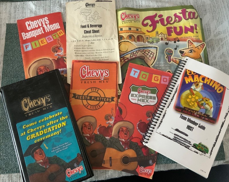 Various vintage Chevys Fresh Mex 2000s vintage menus training items checkholder