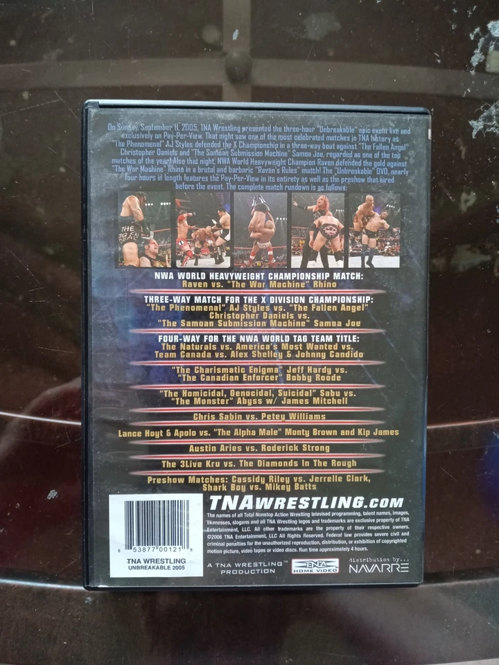 TNA Wrestling Unbreakable 2005 (DVD) Rhino, Raven, AJ Styles, Abyss, Samoa Joe Foto 2 de 4