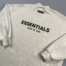 Fear of God Essentials Sweater Mens Medium Oversized Fit Gray Mock Neck Pullover