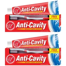 Toothpaste with Brush Travel pack - Anti cavity 6.4 oz (2packs) 
