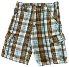 2010 GYMBOREE OUTLET California Surfin' Paddle Out Pup Plaid Cargo Shorts 4 Yrs