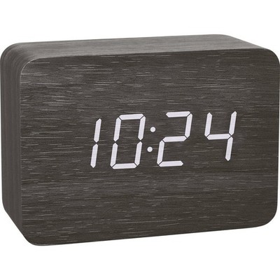 CLOCCO Funk-Wecker CS691399 Holz-Optik digital Leuchtziffern schwarz NEU